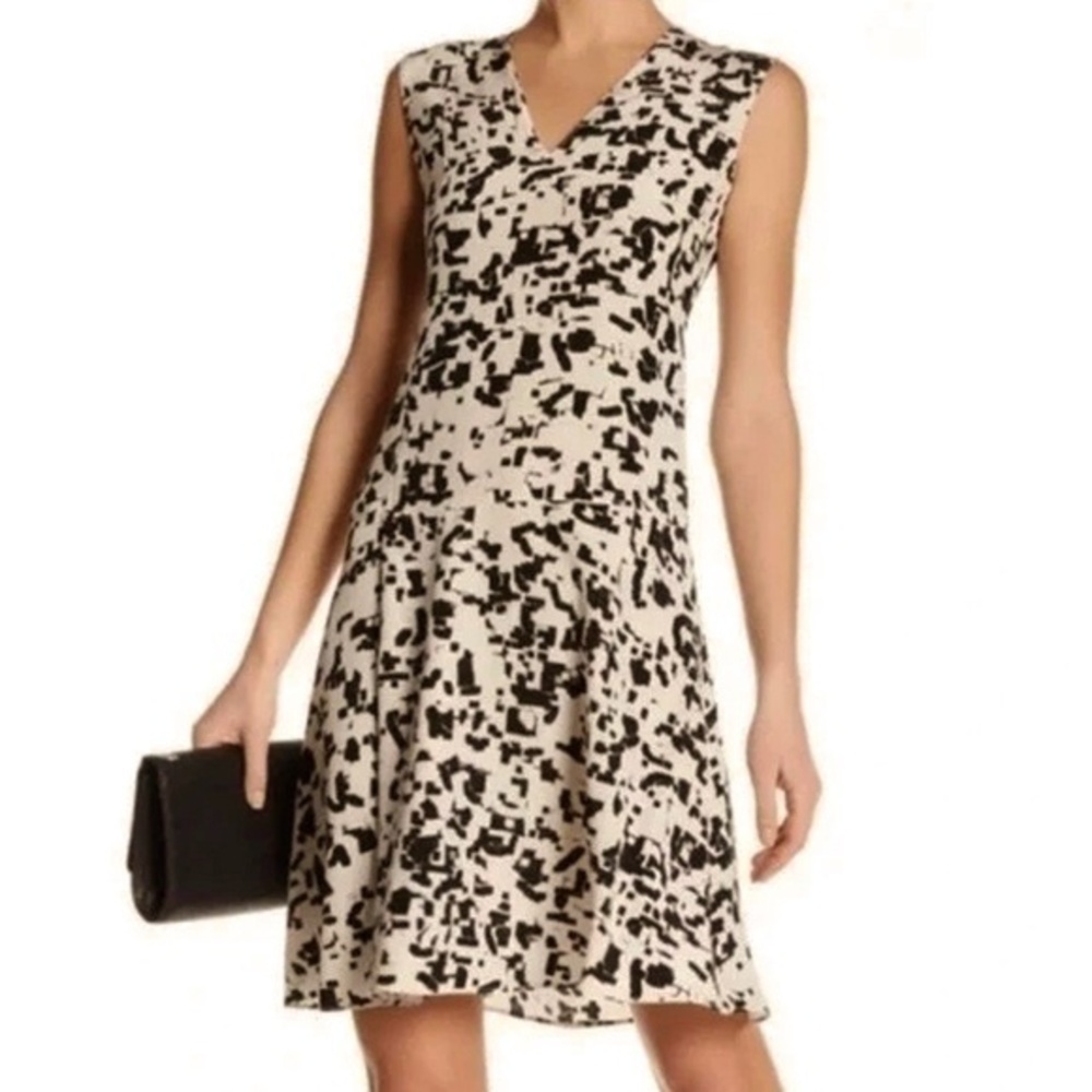 Vince Black and White Patterned Midi Dress